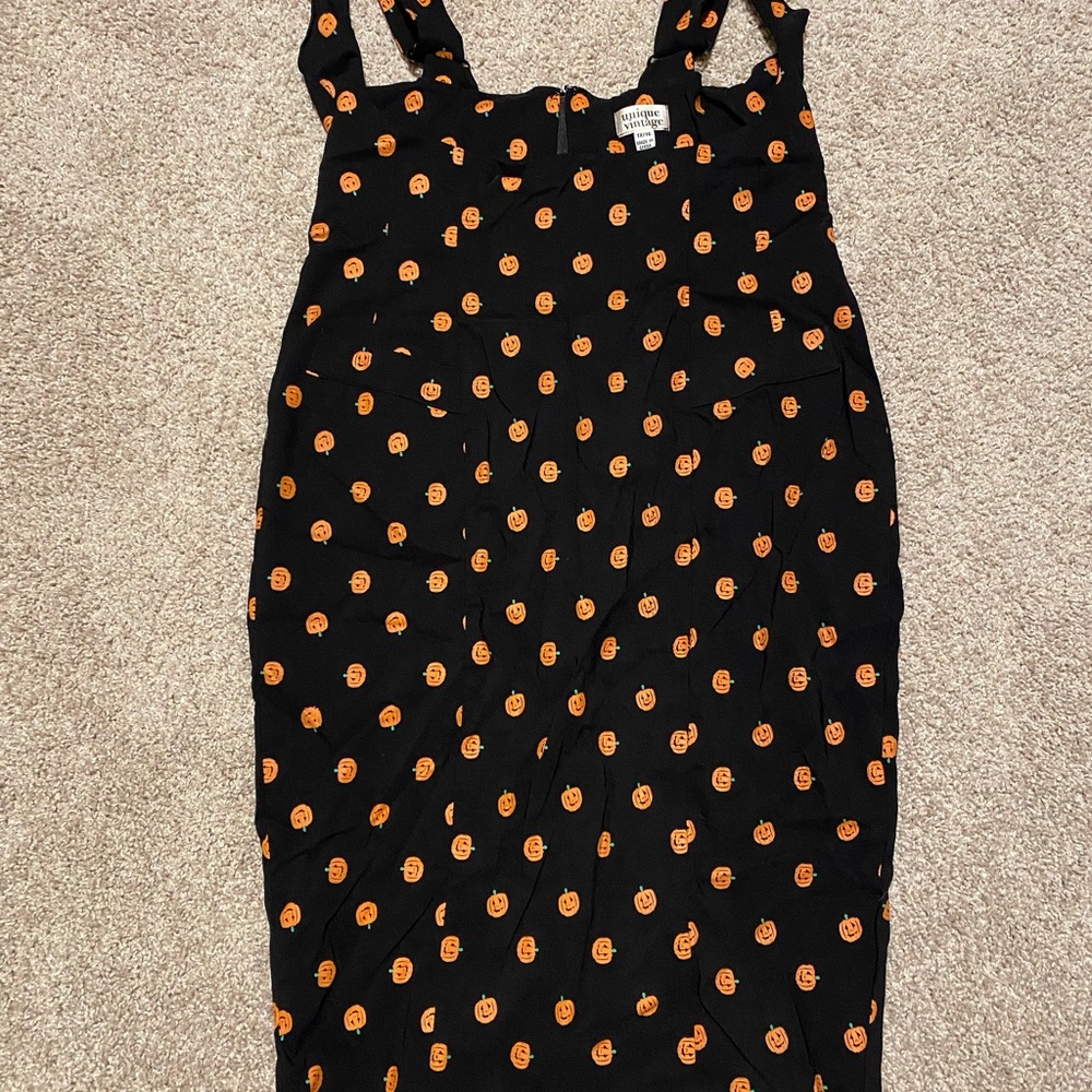 Unique Vintage - 1x - Pencil Skirt Suspenders - Goth Halloween Orange Pumpkin